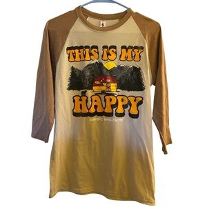 Simply Southern Camping Tan and White Raglan Shirt